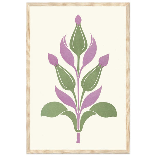 Agreeable Contrast of Plum-Violet and Sage-Green by James Ward in an oak frame, stylised plant motif