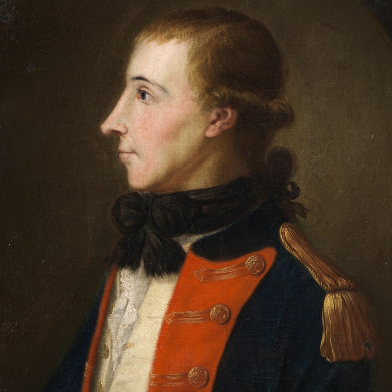 of Theobald Wolfe Tone, Irish historical figure, unframed archival art print 30×40 cm in historical military french uniform attire with a dark background