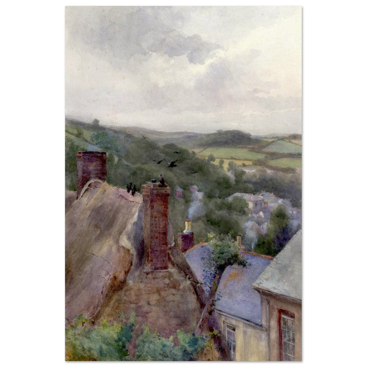 Unframed print of Mildred Anne Butler's Thomastown rooftops watercolour, County Kilkenny