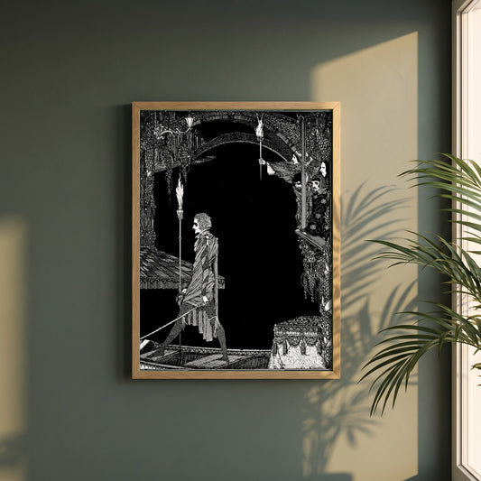 Myself No Power framed print in a natural oak frame on a dark green wall beside a window, dappled plant shadow