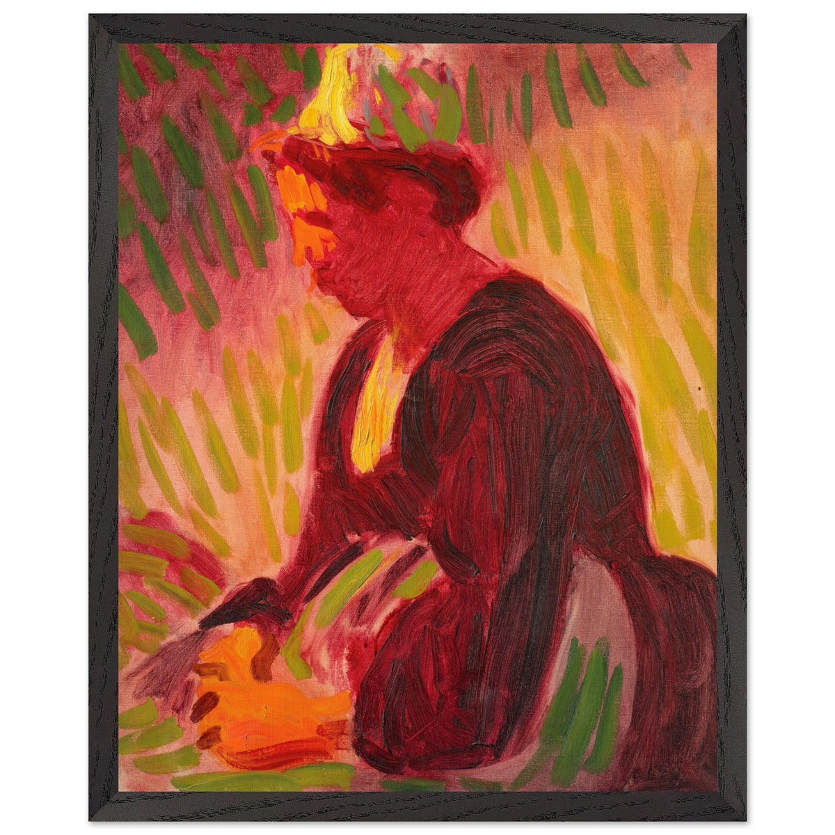 Peasant Woman Seated Outdoors by Roderic O'Conor in a black frame, straight-on view