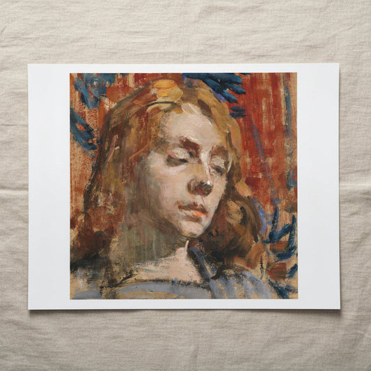 Portrait of Kathleen Behan by Sarah Henrietta Purser, framed Irish portrait art print