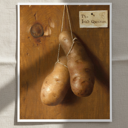 The Irish Question by De Scott Evans, 19th-century genre painting addressing Irish social themes, art print