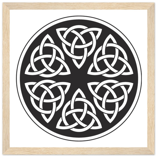 Celtic knot art print — black and white circular design