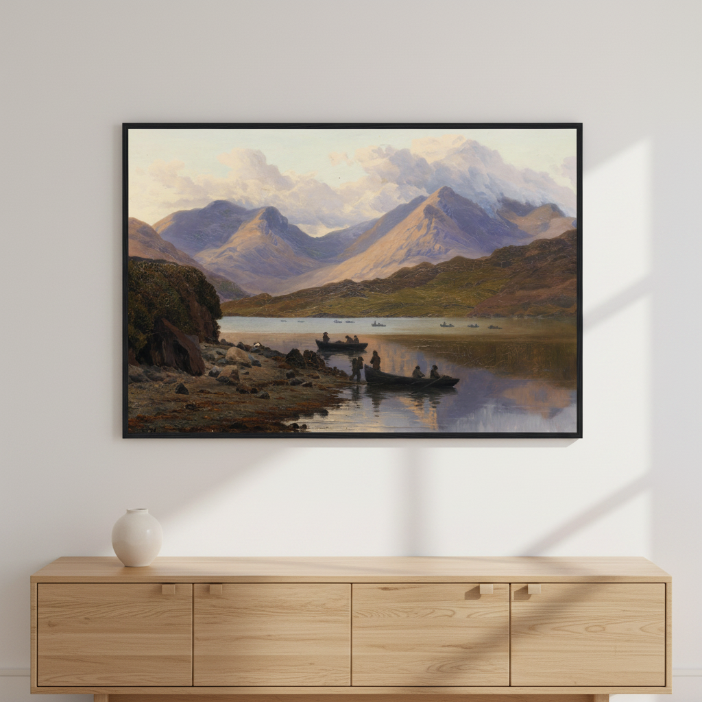A View of the Killaries by Bartholomew Colles Watkins, a Connemara landscape print in a black frame
