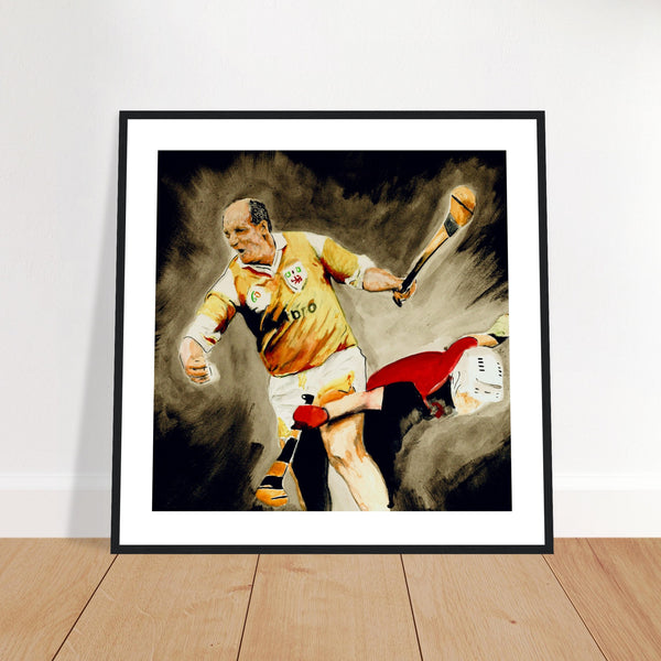 Terence "Sambo" McNaughton framed art print, a captivating tribute to the spirit of GAA sportsmanship and passion for Antrim hurling.