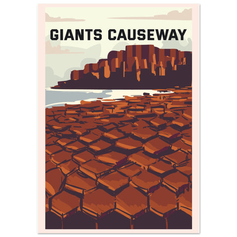 Gaints Causeway Retro Travel Poster