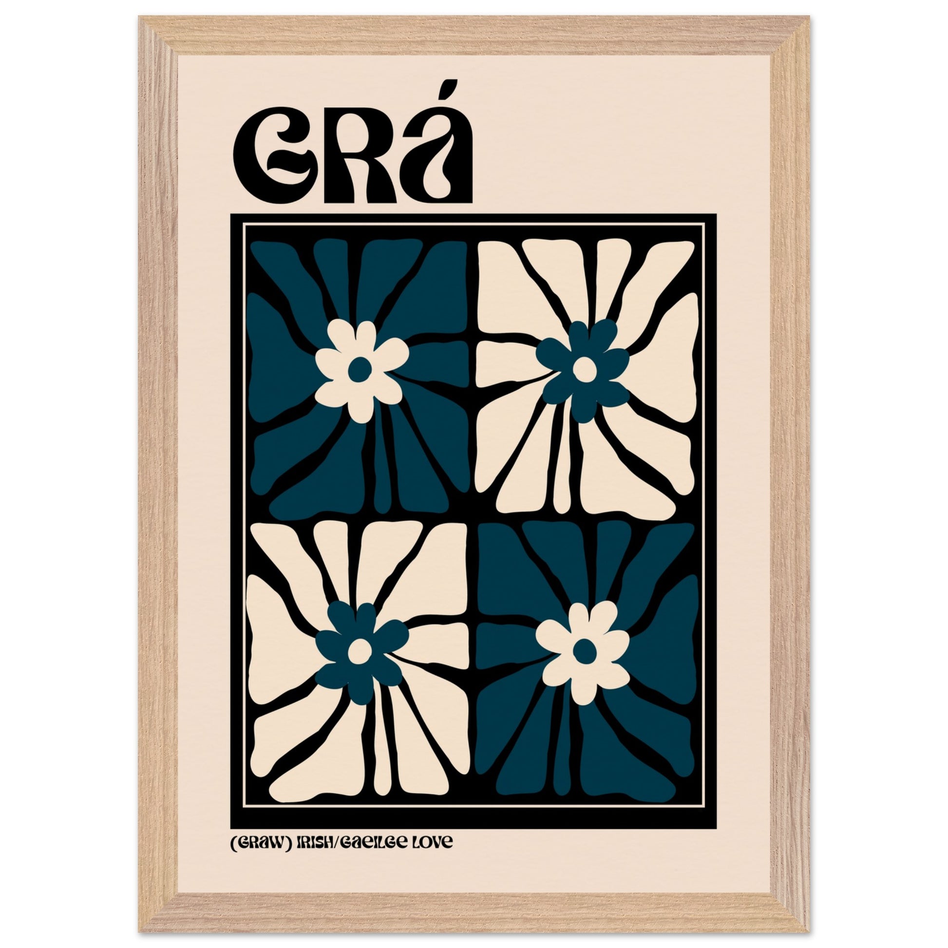 Grá Irish language art print — romantic 'love' wall art for a living room or bedroom