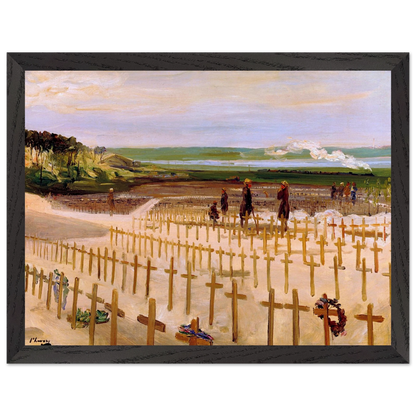 The Cemetery, Étaples (1919) by Sir John Lavery, art print in a black frame, 30x40 cm