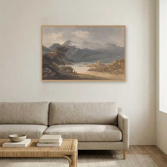 View on the Upper Lake, Killarney art print, framed and hung in a living room