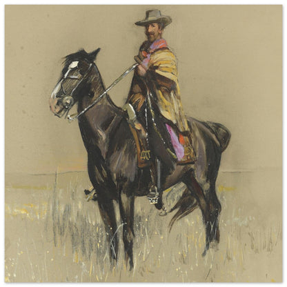 R.B. Cunninghame Graham on ‘Pampa’, By Irish Artist Sir John Lavery Art Print – detail view | Buy Irish Art