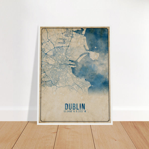 Dublin Antiker Aquarell-Stadtplan-Druck
