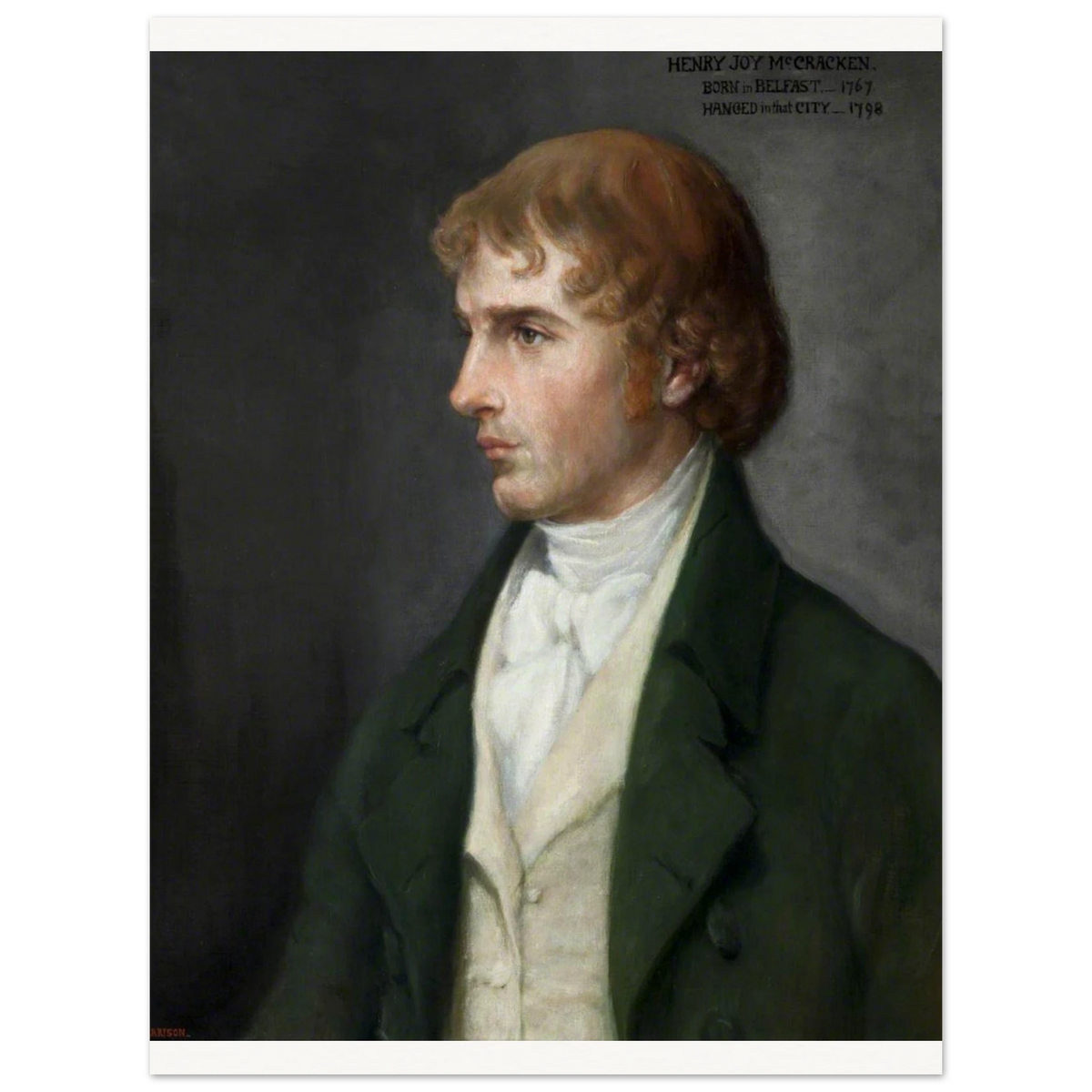 Portrait of Henry Joy McCracken by Sarah Cecilia Harrison, unframed art print, 45x60 cm