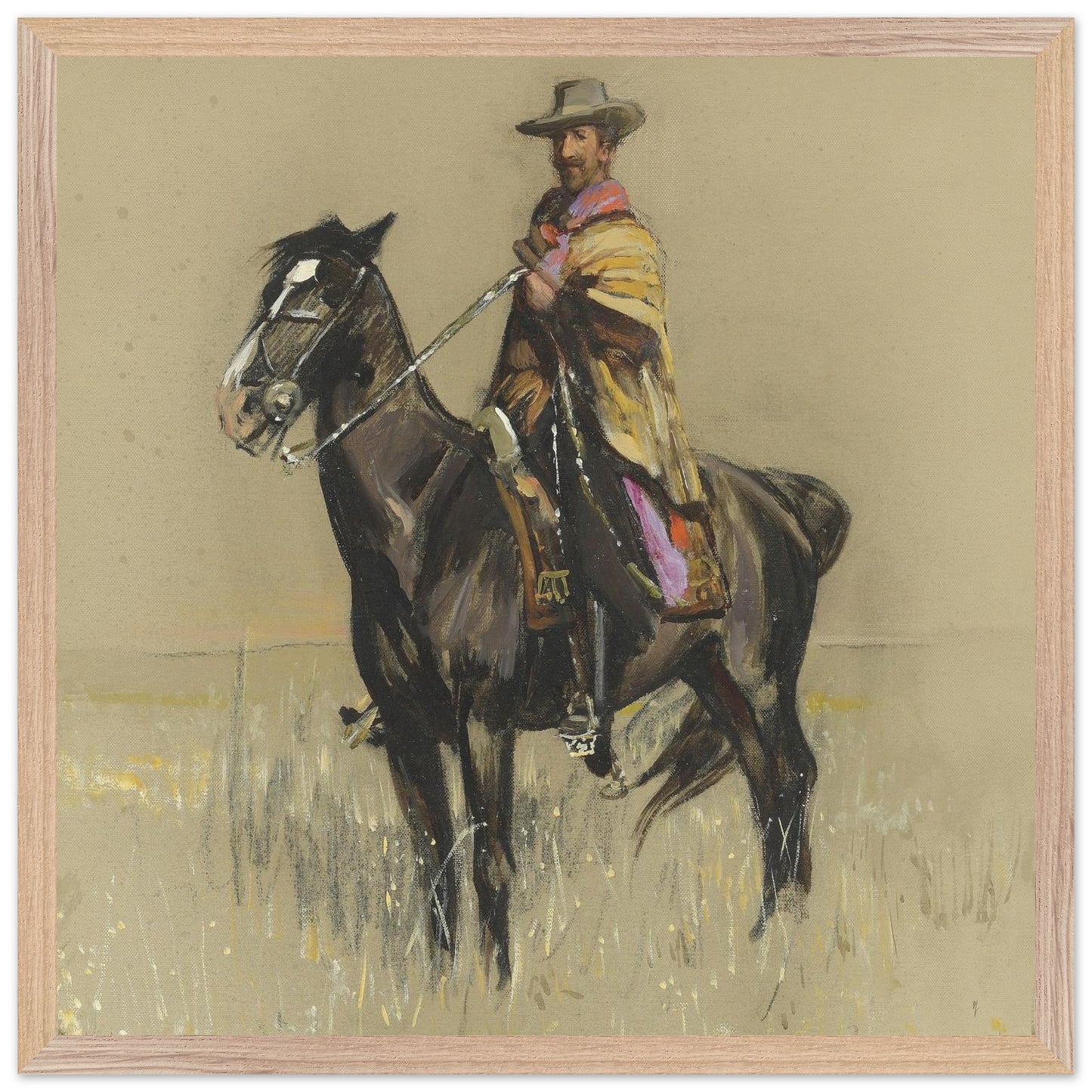 R.B. Cunninghame Graham on ‘Pampa’, By Irish Artist Sir John Lavery Art Print – room setting display | Buy Irish Art