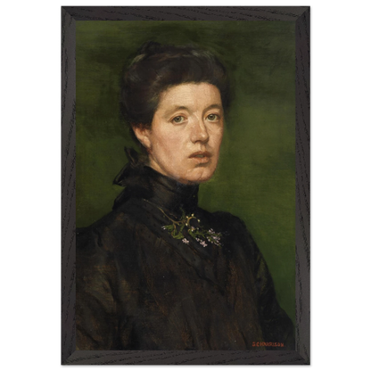 Self-portrait by Sarah Cecilia Harrison, art print in a black frame, 30x45 cm