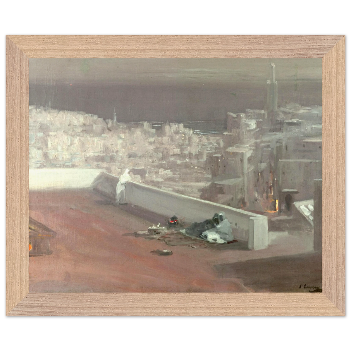 Night, Tangier by Sir John Lavery, art print in a wood frame, 20x25 cm