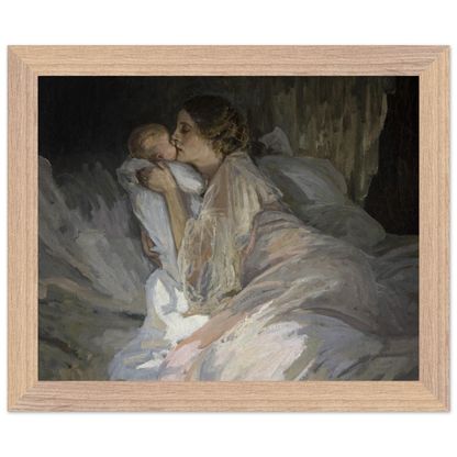 The Mother (1909) by Sir John Lavery, art print in a wood frame, 20x25 cm