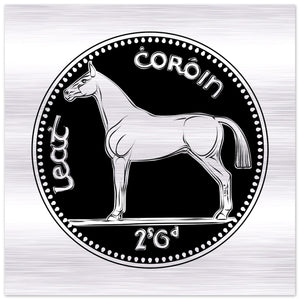 Old Irish Money Penny Half Crown Coin Irish Horse Brushed Aluminum Print