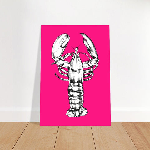 Pink Lobster Print, Sea life Illustration, Ocean, Marine, Gallery Wall Art, Kitchen, SeaFood, Dining Room Decor,