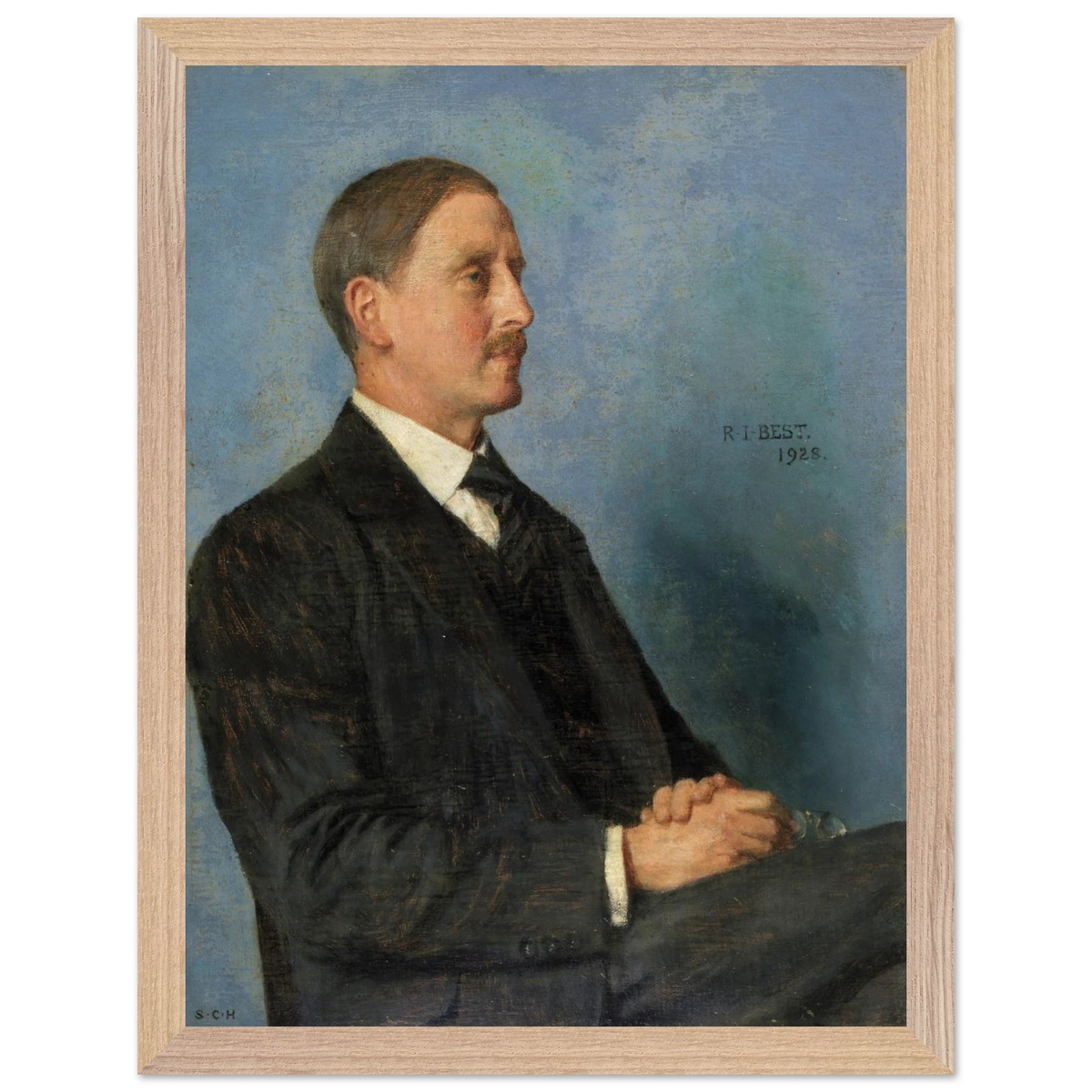Portrait of Richard Irvine Best by Sarah Cecilia Harrison, art print in a wood frame, 30x40 cm