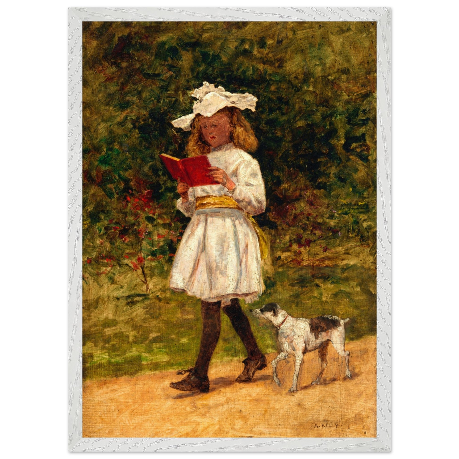 A Young Girl Reading by Aloysius O'Kelly Art Print (view 10)