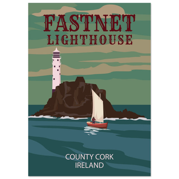 Fastnet Lighthouse Cork Travel Retro Print