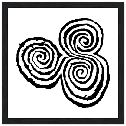 Newgrange Carving Triskelion Tri-Spiral Ancient Megalithic Symbol Encadré Walll Art Print