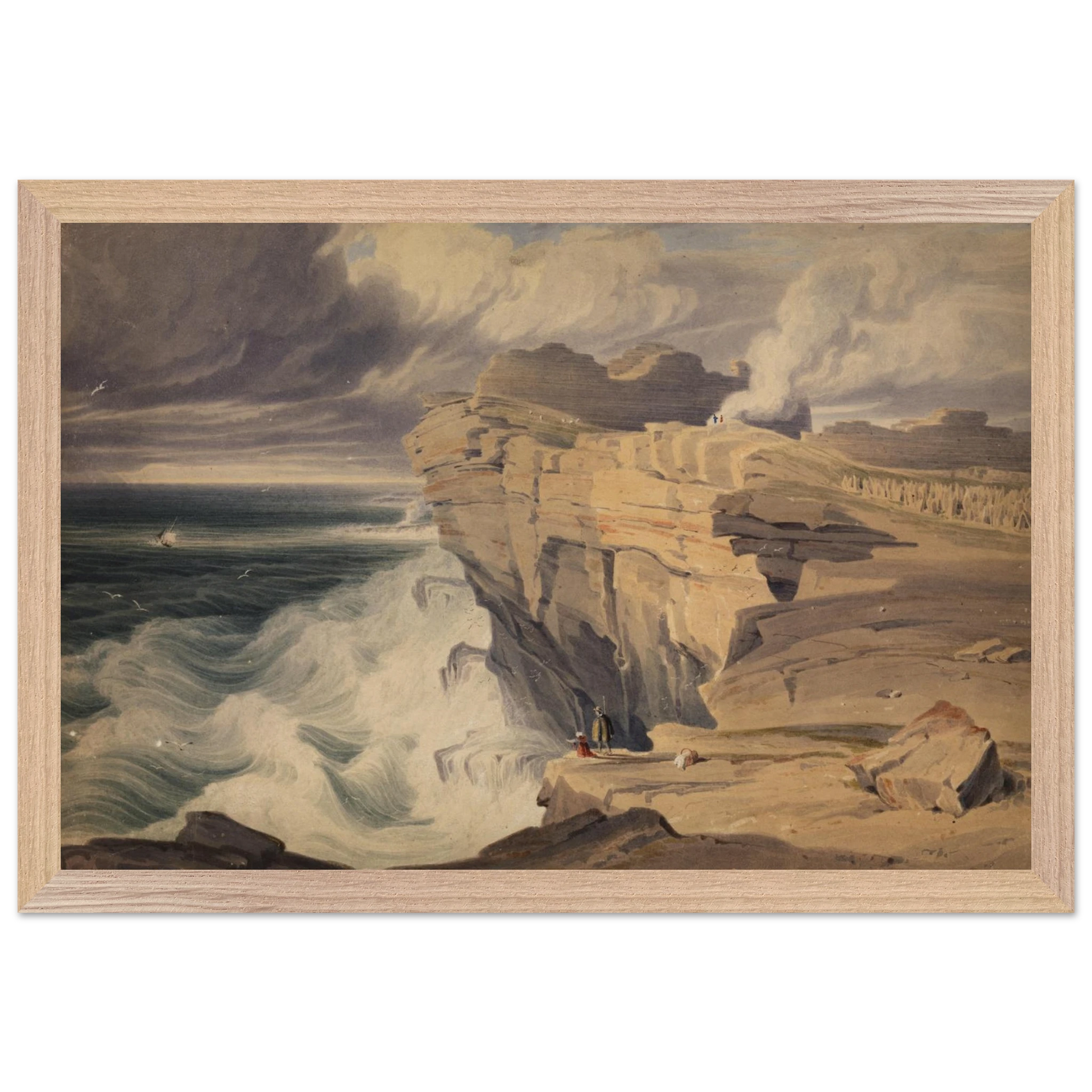 30×45 cm – Dún Aonghasa, Inis Mór by George Petrie – 30×45 cm natural wood frame museum-quality art print