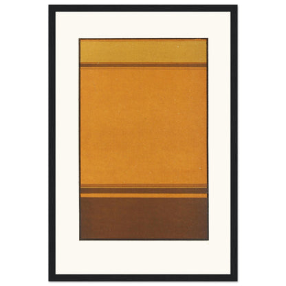 30×45 cm framed print of Harmony of Analogy by James Ward in black gallery frame, warm ochre and brown abstract artwork.