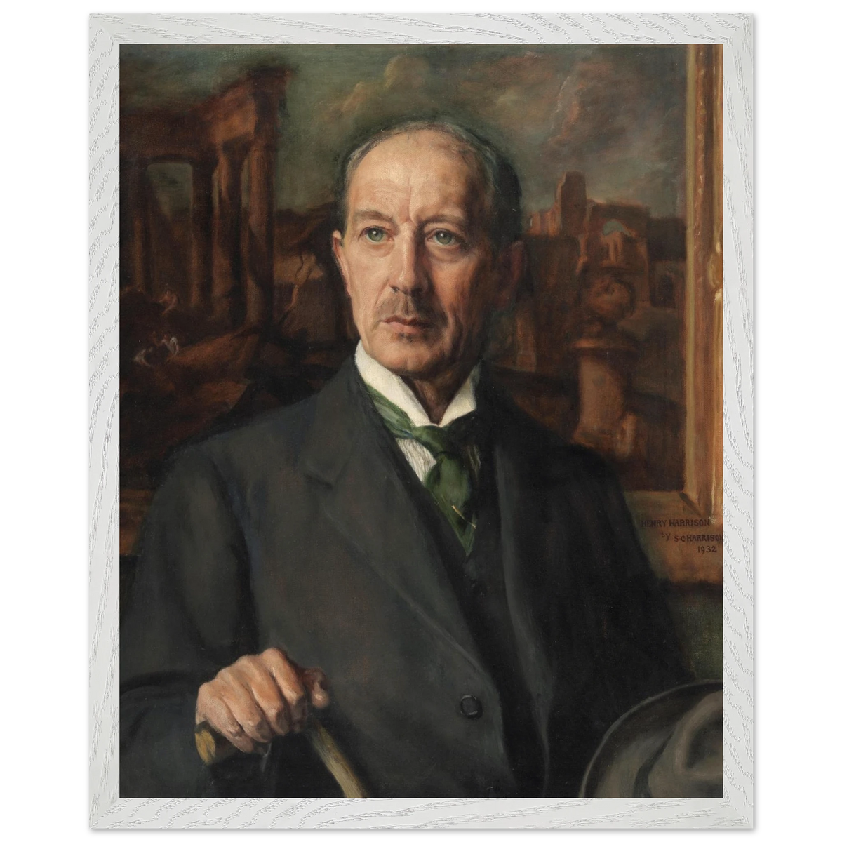 Portrait of Henry Harrison by his sister Sarah Cecilia Harrison, art print in a white frame, 40x50 cm