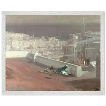 Night, Tangier by Sir John Lavery, art print in a white frame, 40x50 cm