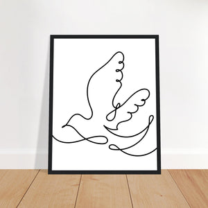 Flying Bird Line Drawing Framed Art Print
