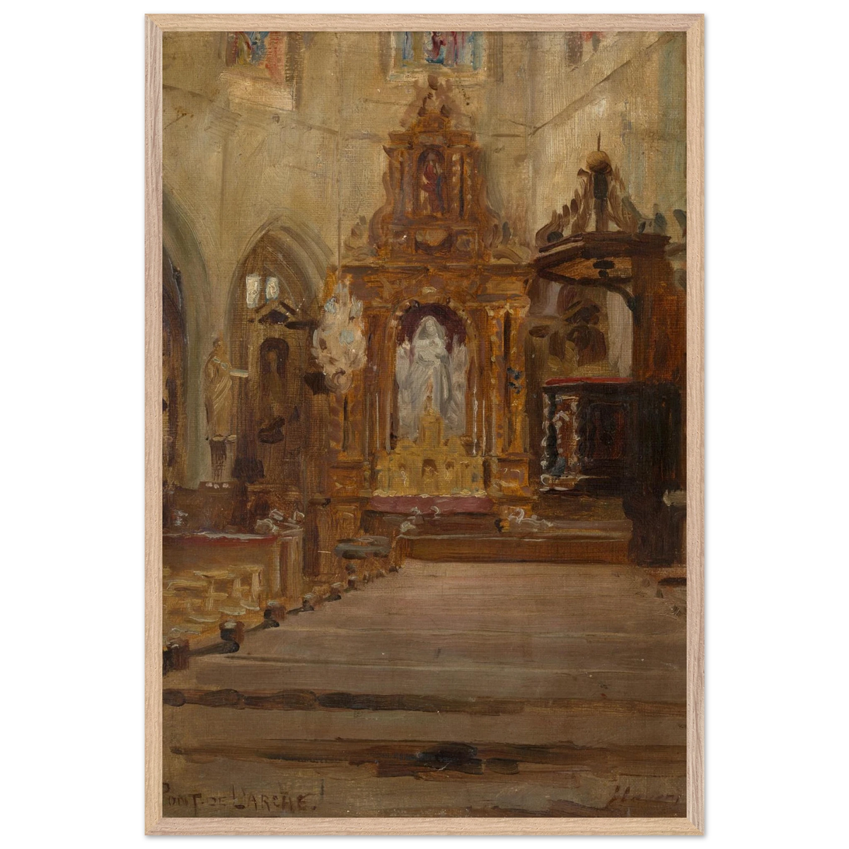 Nave of Notre-Dame-des-Arts, Pont-de-l'Arche, by Sir John Lavery, art print in a wood frame, 60x90 cm