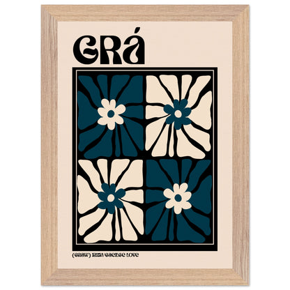 Grá Irish language art print — minimalist floral typography poster for the home