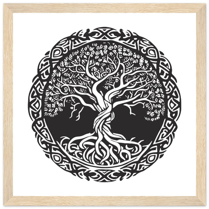 Celtic Tree of Life Print – Irish & Norse Mythology Art Black & White