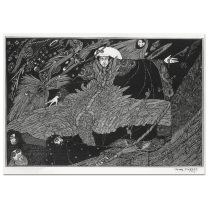 The Albatross About His Neck by Harry Clarke, black and white illustration for The Rime of the Ancient Mariner