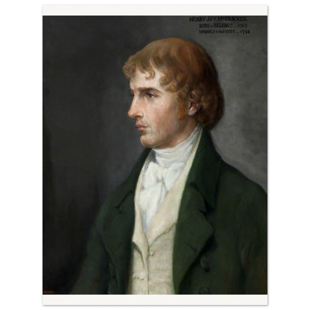 Portrait of Henry Joy McCracken by Sarah Cecilia Harrison, unframed art print, 75x100 cm