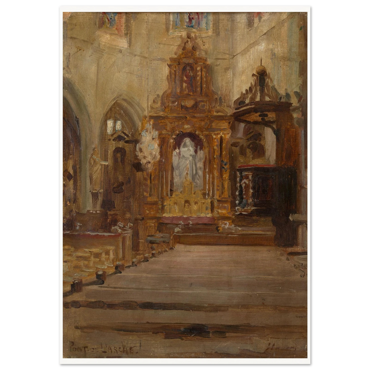 Nave of Notre-Dame-des-Arts, Pont-de-l'Arche, by Sir John Lavery, unframed art print, 70x100 cm
