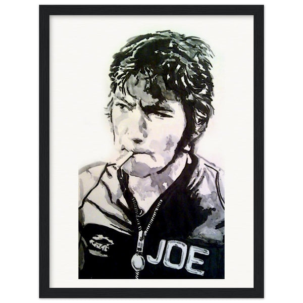 This art print depicts Joey Dunlop by Irish Artist Mullan. Joey Dunlop was a Northern Irish motorcyclist from Ballymoney, County Antrim, Northern Ireland. 