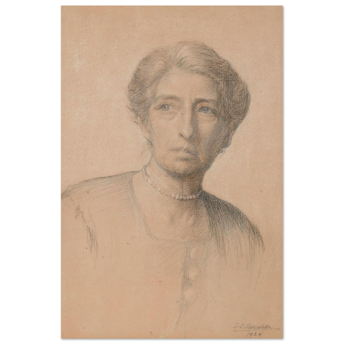 Drawing of the pianist Edith Best, née Oldham, by Sarah Cecilia Harrison, unframed art print, 30x45 cm