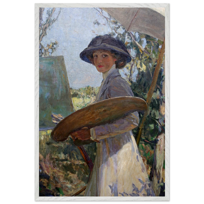 Mrs Lavery Sketching (1910) by Sir John Lavery, art print in a white frame, 60x90 cm