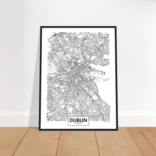 Dublin City Map Framed Poster