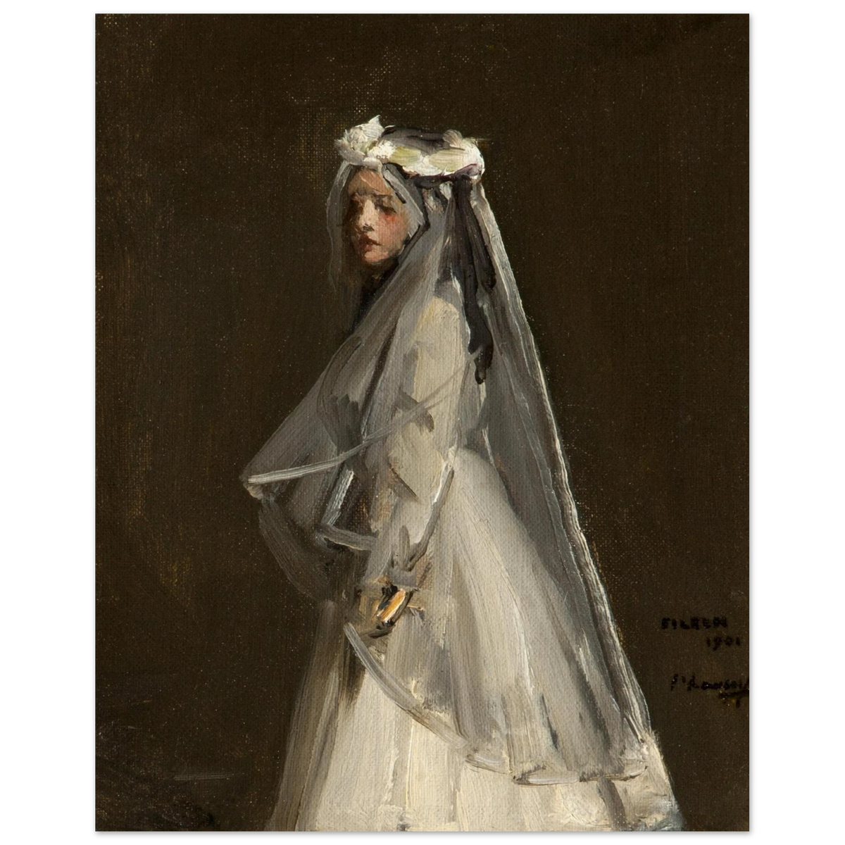 Eileen, Her First Communion (1901) by Sir John Lavery, unframed art print, 20x25 cm