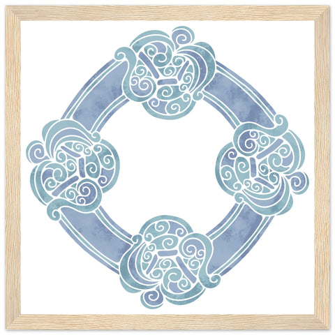 Watercolour Celtic Knot Blue Print