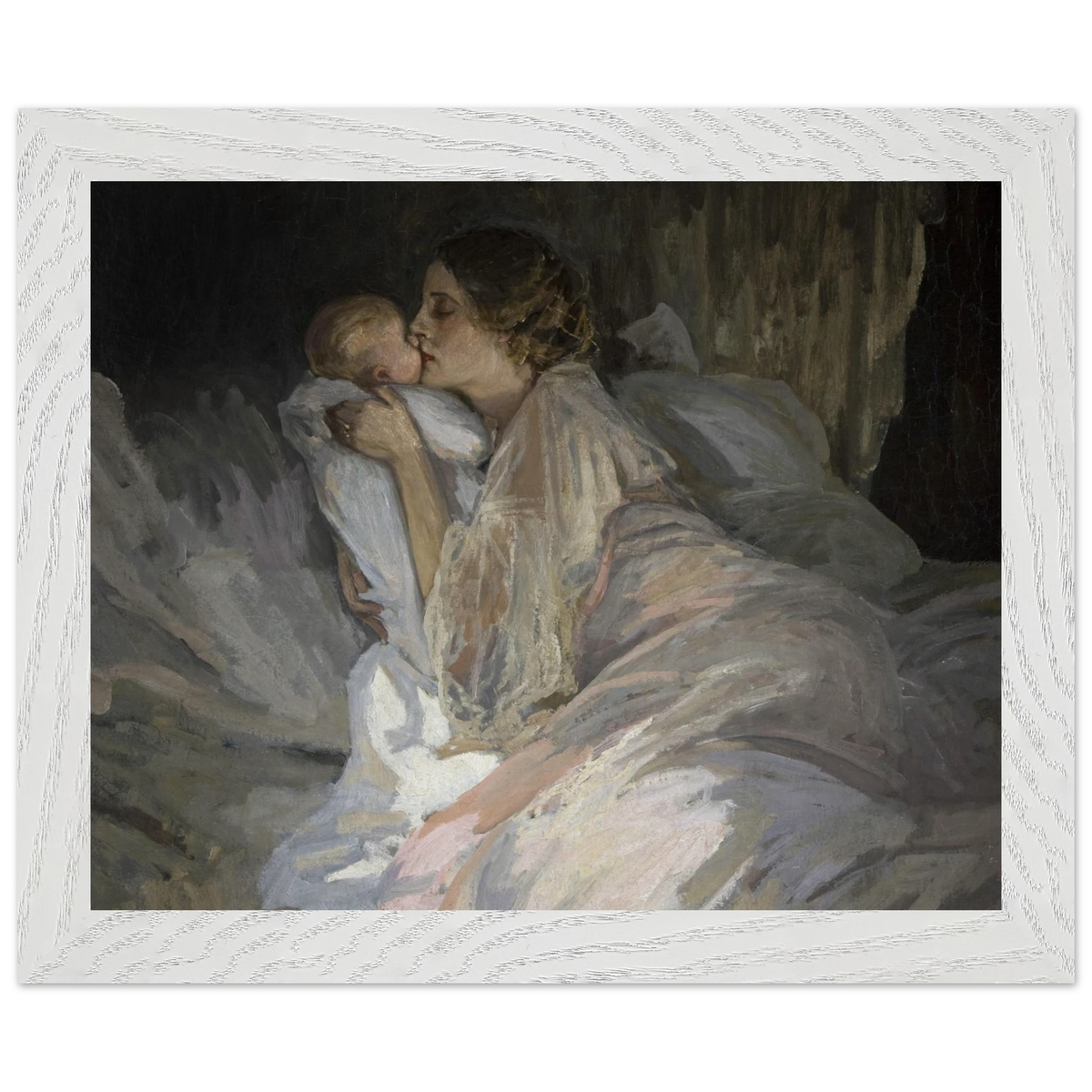 The Mother (1909) by Sir John Lavery, art print in a white frame, 20x25 cm