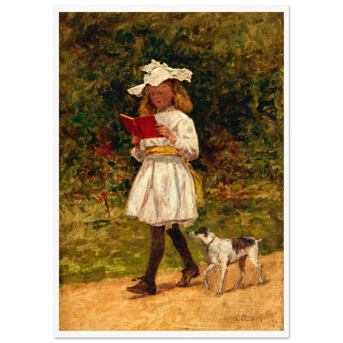 A Young Girl Reading by Aloysius O'Kelly Art Print (view 11)