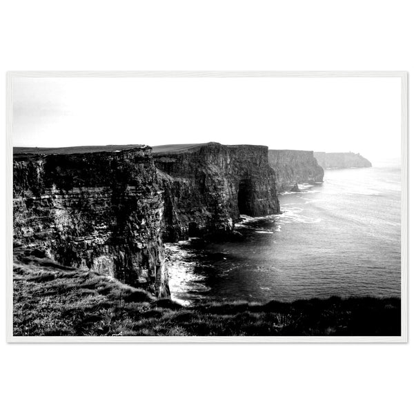 Irelands Famous Cliffs of Moher Framed Black and White Print Irish Art