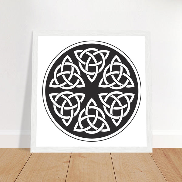 Celtic Design Knot Black & White Circular Pattern Framed Art Print