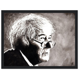Immerse your space in the poetic brilliance of Seamus Heaney with our framed fine art print. This carefully crafted portrait print pays homage to the lyrical genius of the beloved Irish poet.