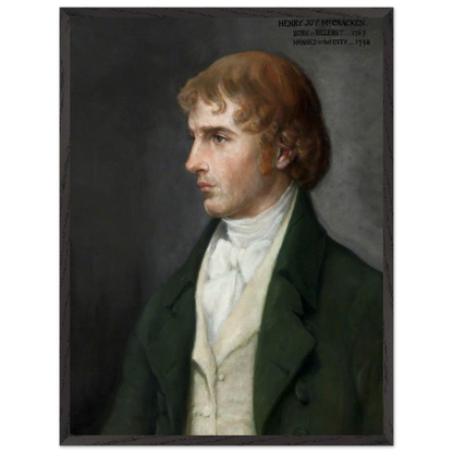 Portrait of Henry Joy McCracken by Sarah Cecilia Harrison, art print in a black frame, 60x80 cm